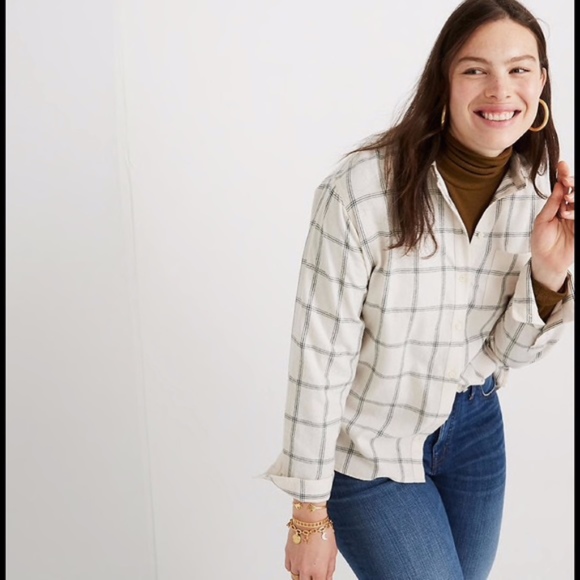 Madewell Flannel Ex-Boyfriend Shirt Sz S NWT - Picture 2 of 6